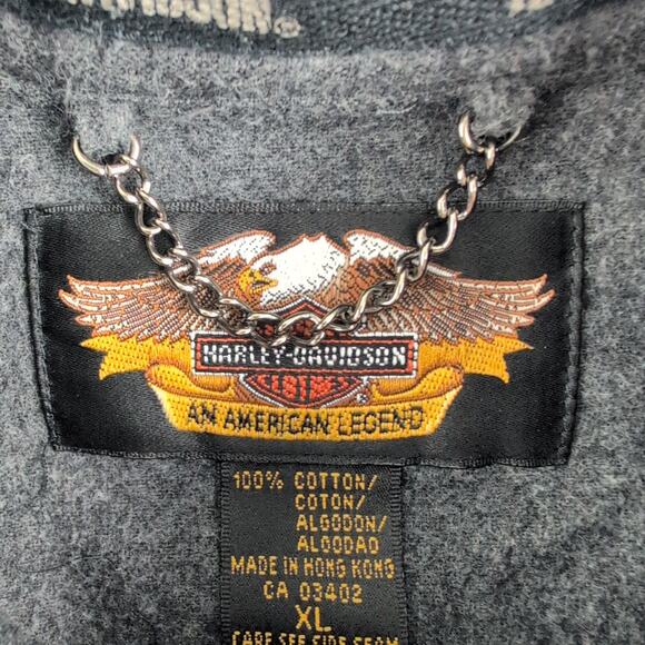 Vintage 90's Harley Davidson Charcoal Chamois Flannel Embroidered Size XL - Picture 3 of 9